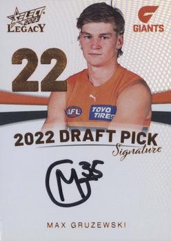 2023 Select AFL Legacy - 2022 Draft Pick Signature Copper #DPSC22 Max Gruzewski Front
